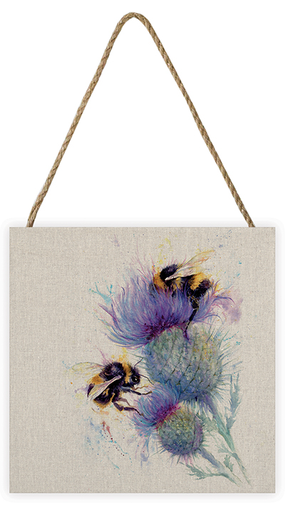Jane Bannon (Bees on Thistle) Wooden Block