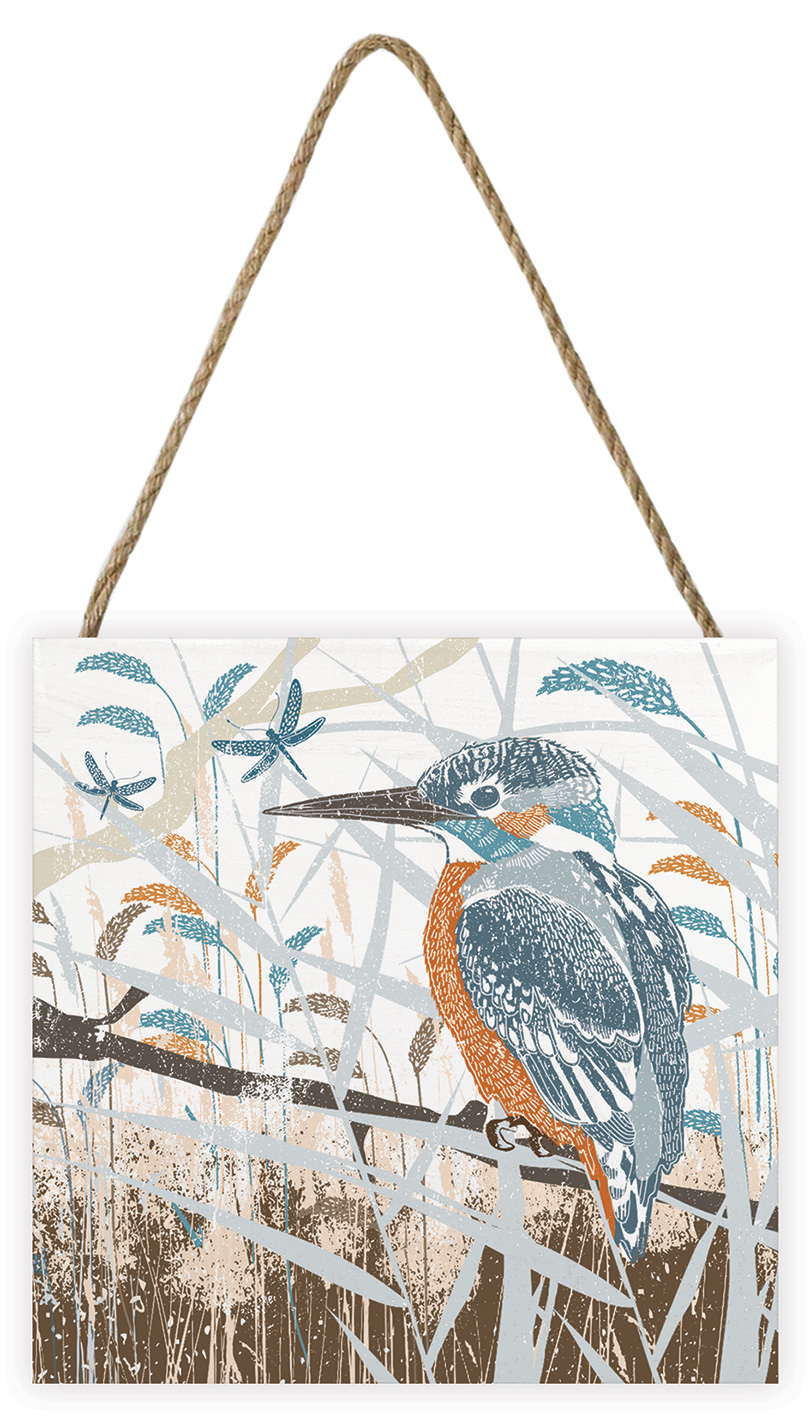 Summer Thornton (Woodland Nature - Kingfisher) Wooden Block | The Art Group