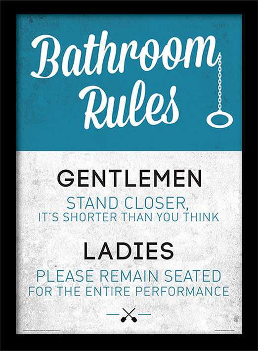 Bathroom Rules Framed 30 x 40cm Print