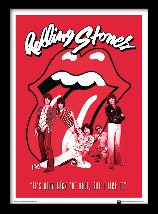 MDF Multi-Colour Rolling Stones Its Only Rock n Roll Mounted & Framed 30 x 40cm Print 42 x 32 x 2.4 cm 