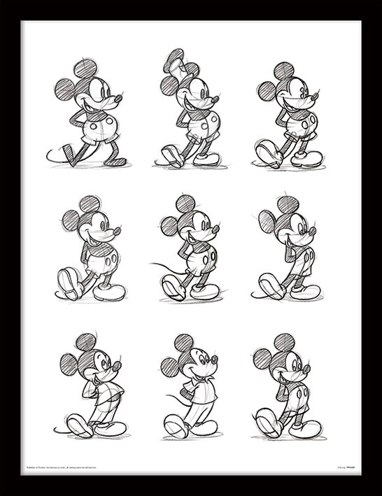 Mickey Mouse (Sketched - Multi) Framed 30 x 40cm Prints