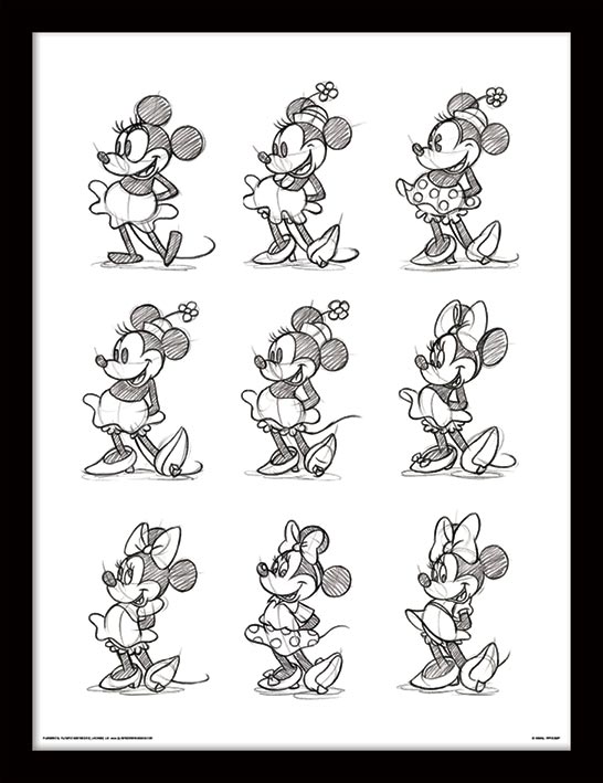 Minnie Mouse (Sketched - Multi) Framed 30 x 40cm Prints