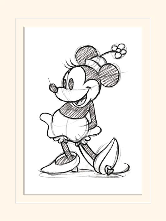 Minnie Mouse (Sketched - Single) Mounted 30 x 40cm Print