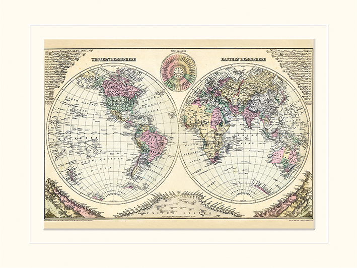 The World Time Diagram (1884) Mounted 30 x 40cm Print