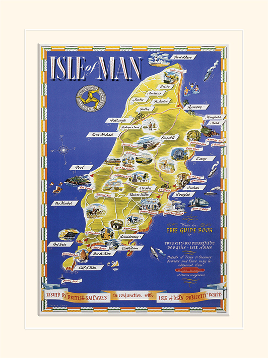 Isle of Man (Map) Mounted 30 x 40cm Prints