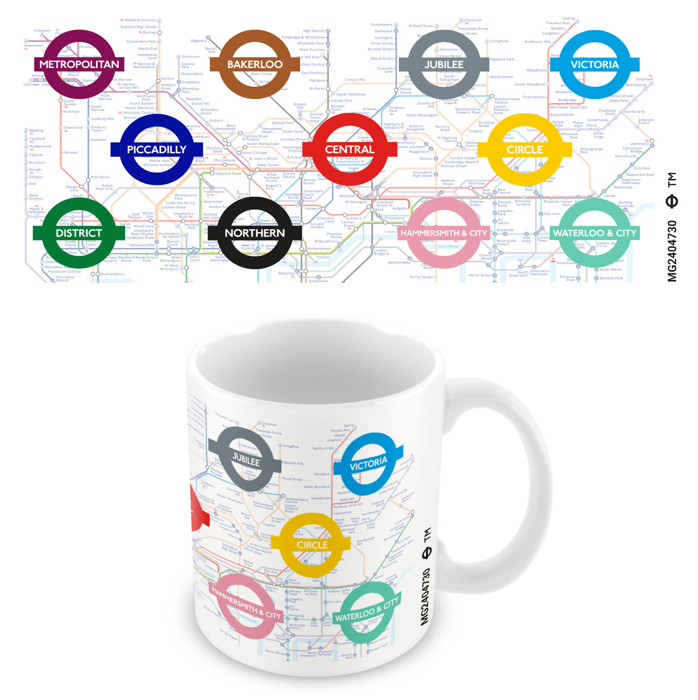 Transport for London (Line Icons Map) Ceramic Mug