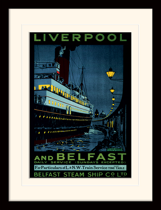Liverpool and Belfast Mounted & Framed 30 x 40cm Prints