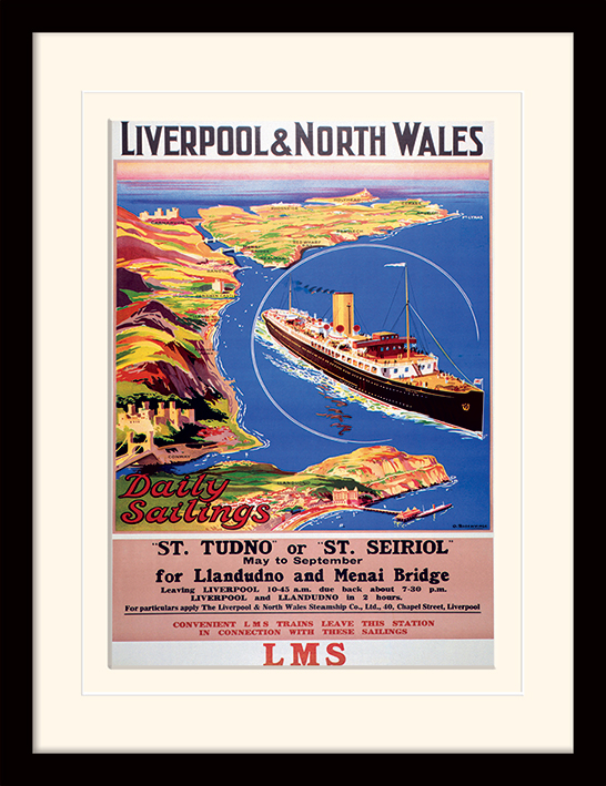 Liverpool and North Wales (Daily Sailings by Odin Rosenvinge) Mounted & Framed 30 x 40cm Prints