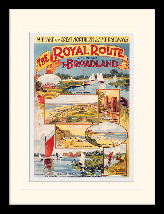 Norfolk (The Royal Route to Broadland) Mounted & Framed 30 x 40cm Prints
