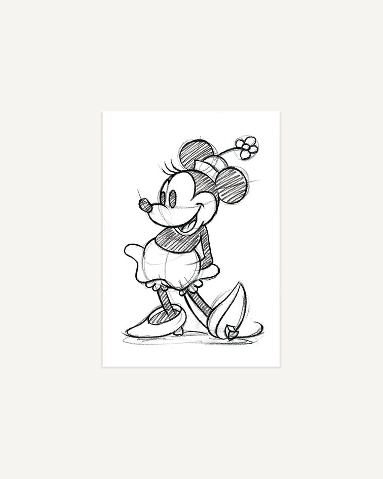 Minnie Mouse (Sketched - Single) Mounted Print