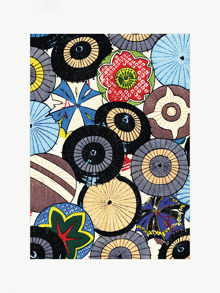 Piddix (Vintage Japanese Umbrellas) Mounted Prints