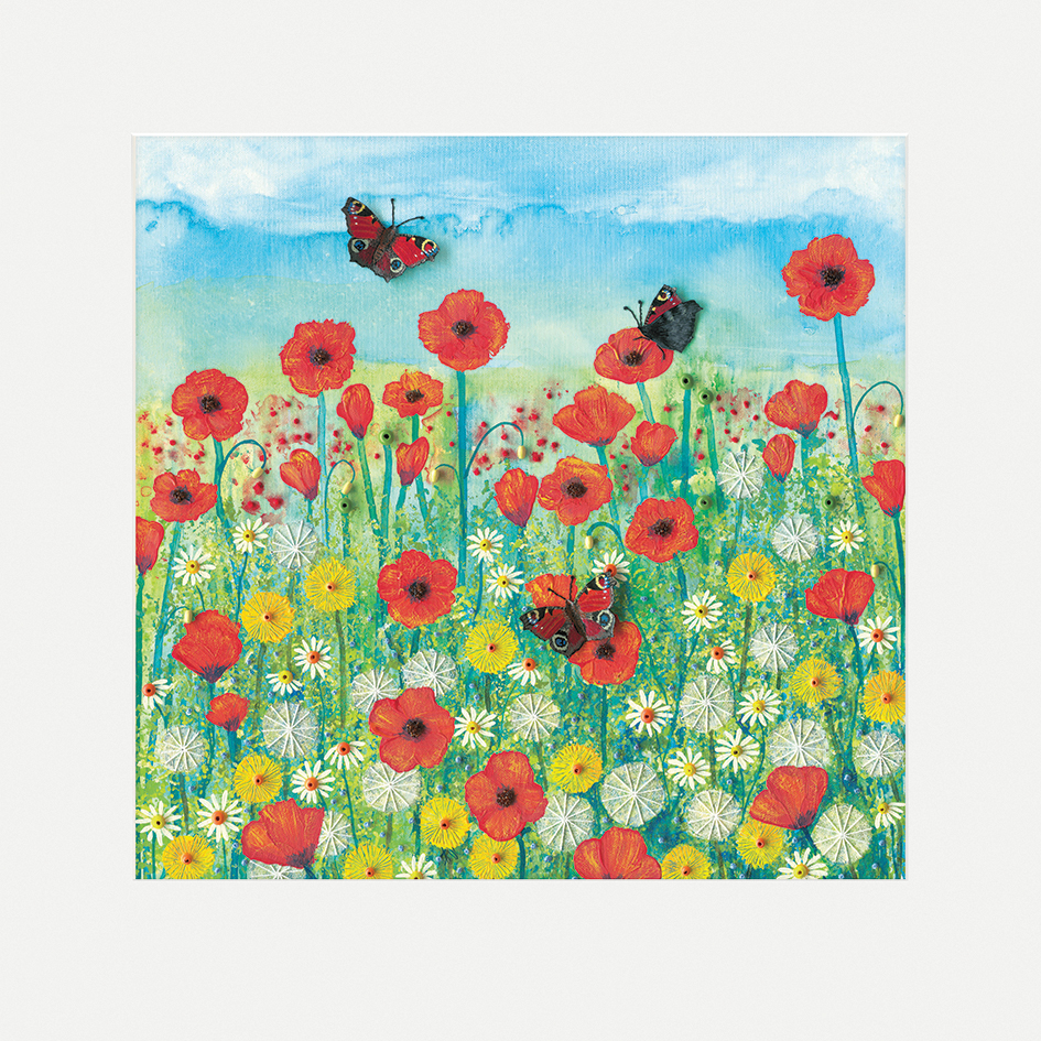 Jo Grundy (Peacocks and Poppies) Mounted Prints