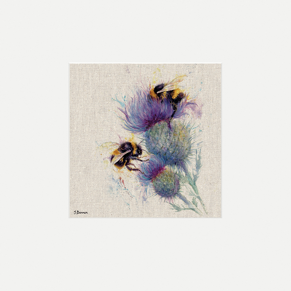Jane Bannon (Bees on Thistle) Mounted Print