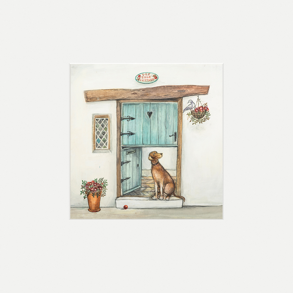 Dog Rose Cottage Wooden Block Wall Art 20 x 20 x 3cm EMBW00110 Joe Ramm 