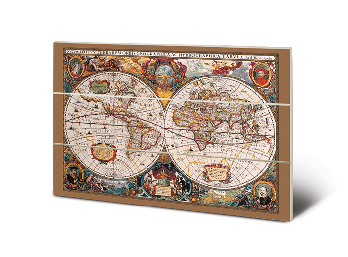 17th Century World Map Wood Print