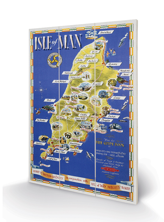 Isle of Man (Map) Wood Print