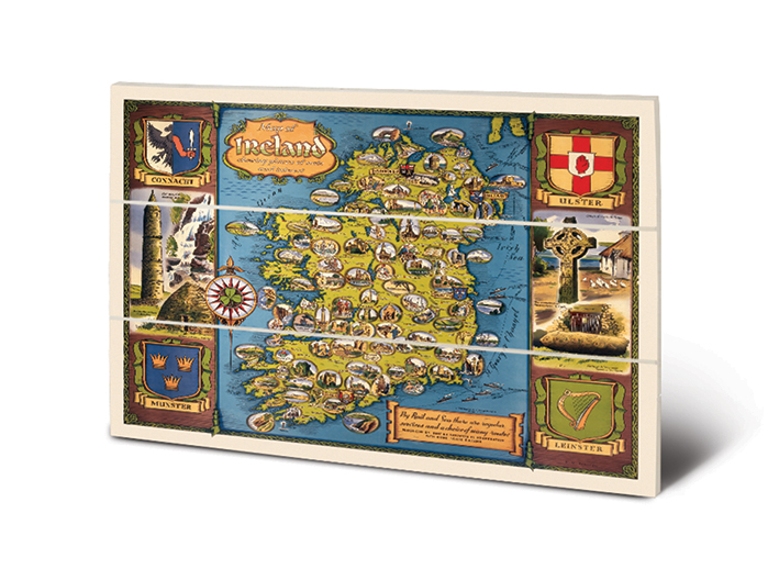 Ireland Vintage Map (by D W Burley) Wood Print