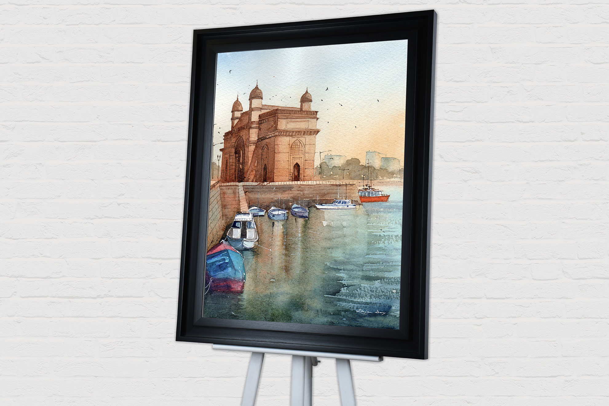 Rajan Dey (Gateway of India) Pre-Framed Art Print