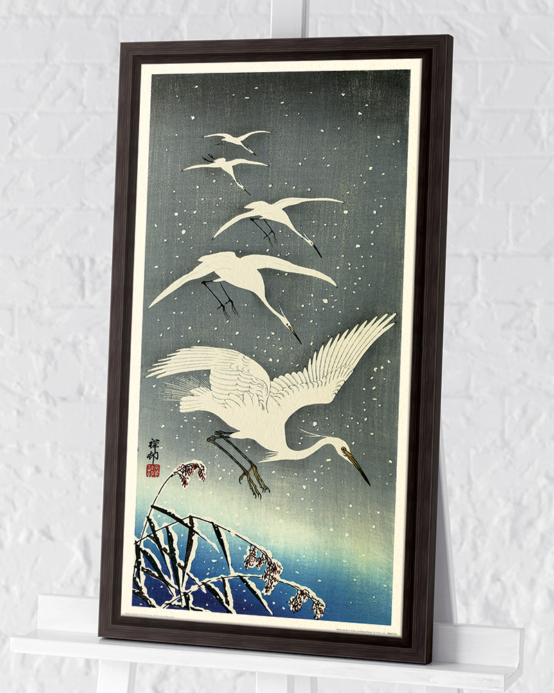 Ohara Koson (White Birds in Snow) Pre-Framed Art Prints