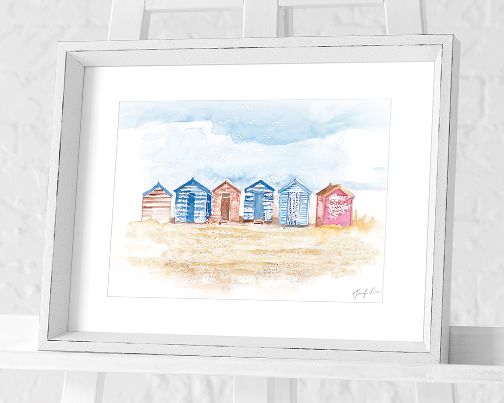 Jennifer Rose (Beach Huts) Pre-Framed Art Prints