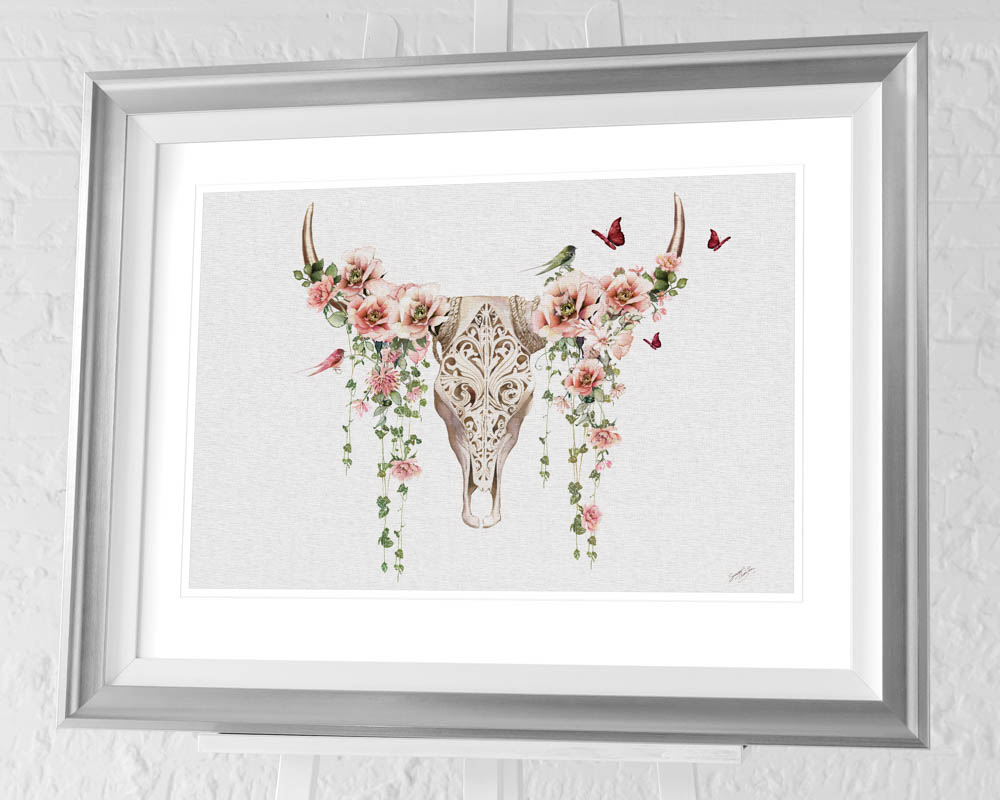 Summer Thornton (Floral Skull) Pre-Framed Art Print | The Art Group