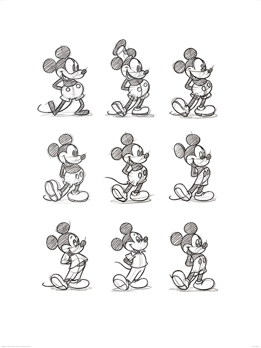 Mickey Mouse (Sketched - Multi) Art Prints