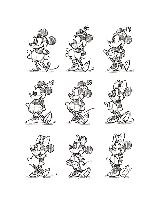 Minnie Mouse (Sketched - Multi) Art Prints