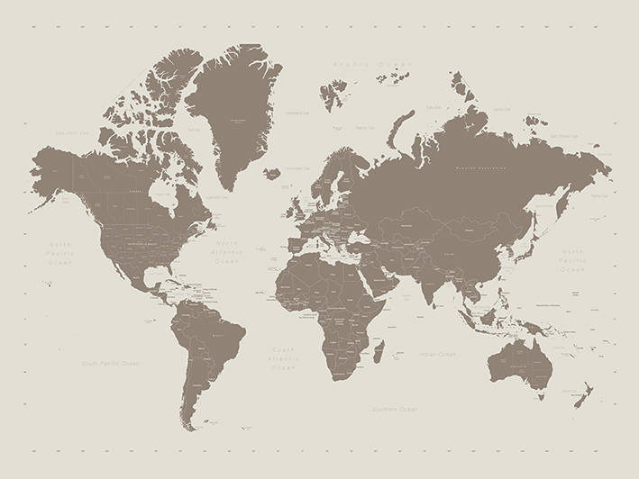 World Map (Contemporary Stone) Art Prints