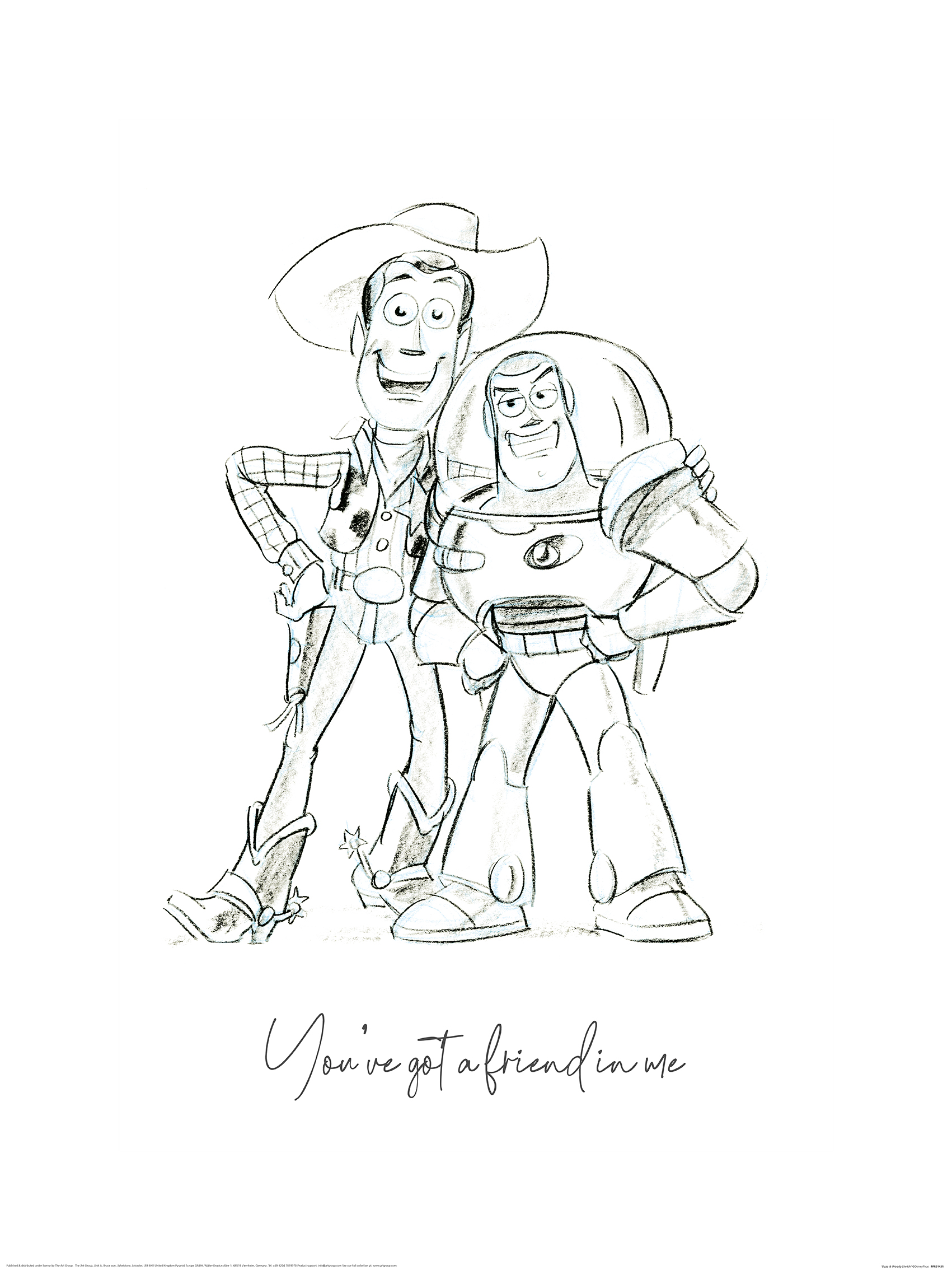Toy Story (Buzz & Woody Sketch) Art Prints