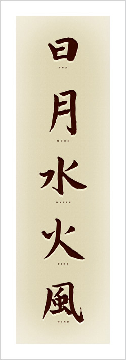 Sun, Moon, Water, Fire, Wind Art Print