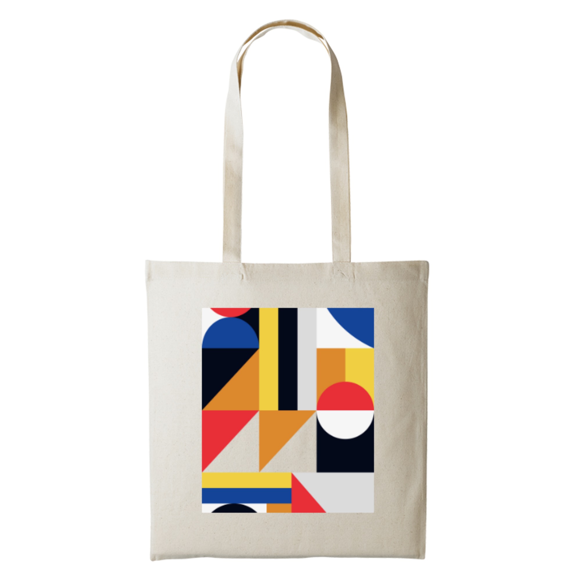 Bauhaus-style Geometric #2 - Natural Long Handle Cotton Shopper/Tote Bag Tote Bag