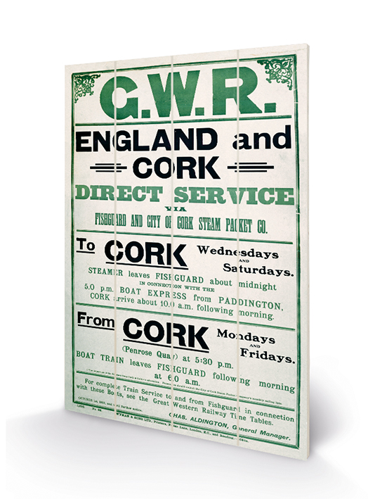 GWR England & Cork Wood Print