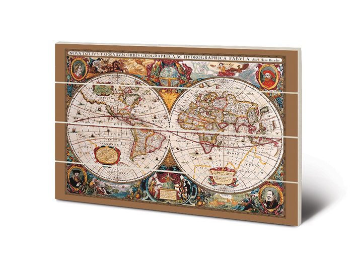17th Century World Map Wood Prints