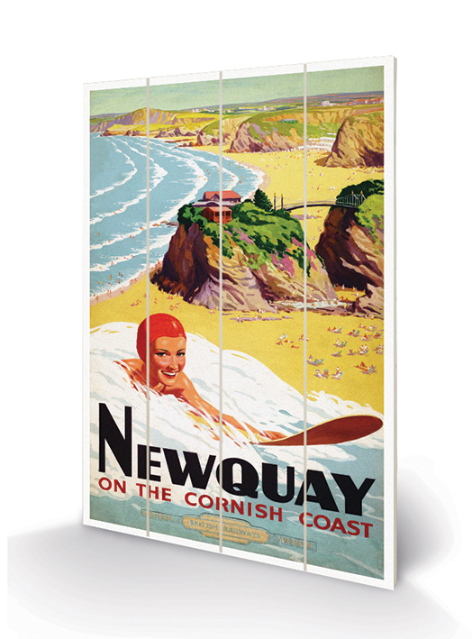 Newquay (Surf) Wood Print