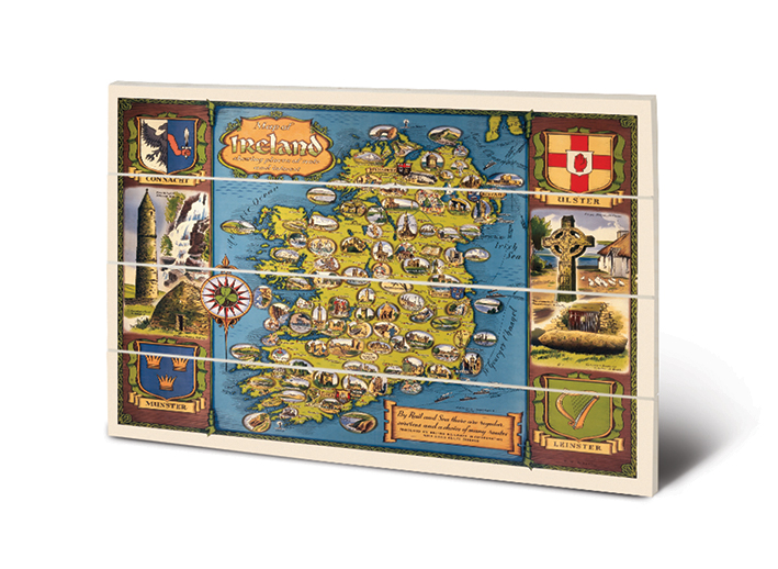 Ireland Vintage Map (by D W Burley) Wood Prints