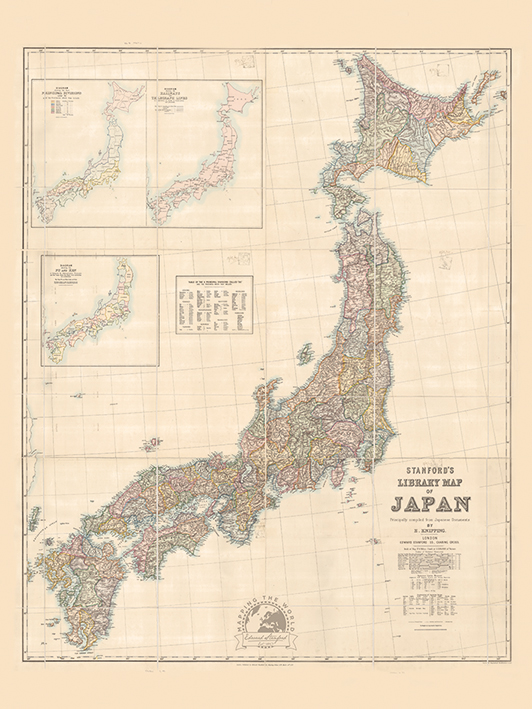 Stanfords Library Map of Japan (1879) Canvas Print