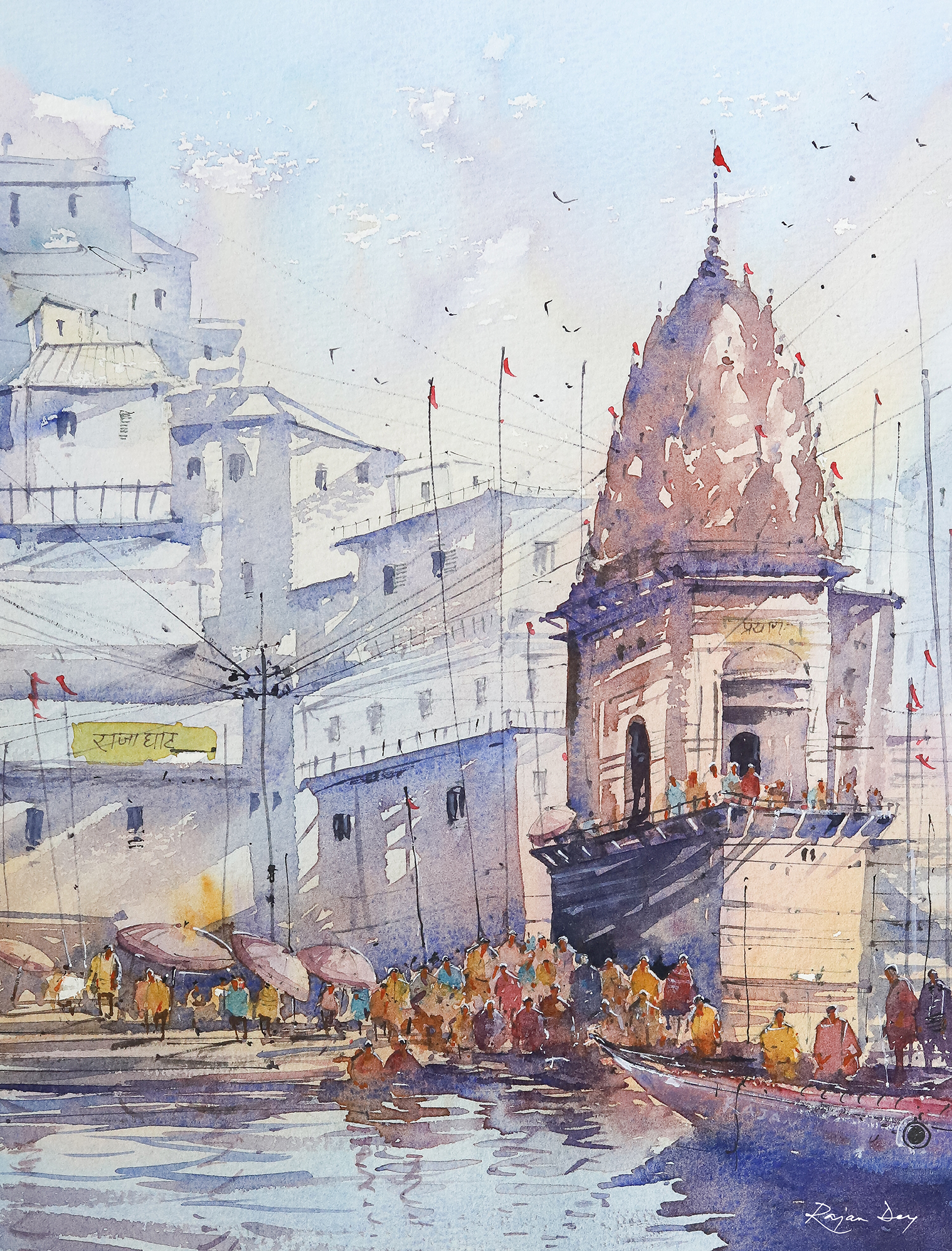 Rajan Dey (Varanashi Ghat, India) Canvas Prints