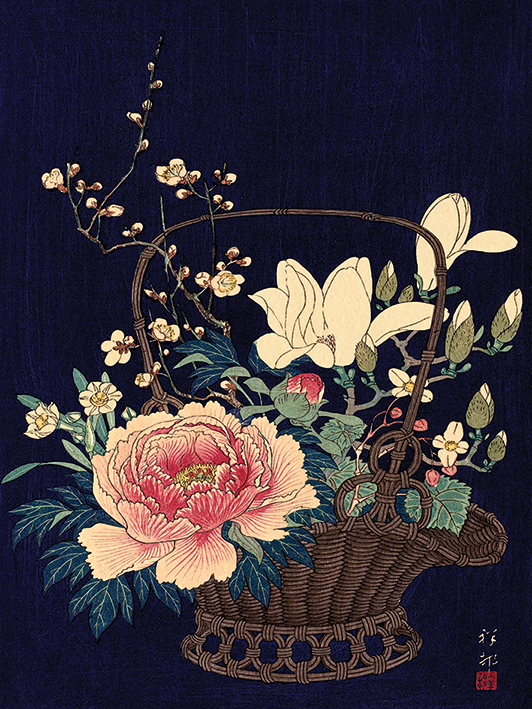 Ohara Koson (Basket of Flowers) Canvas Prints