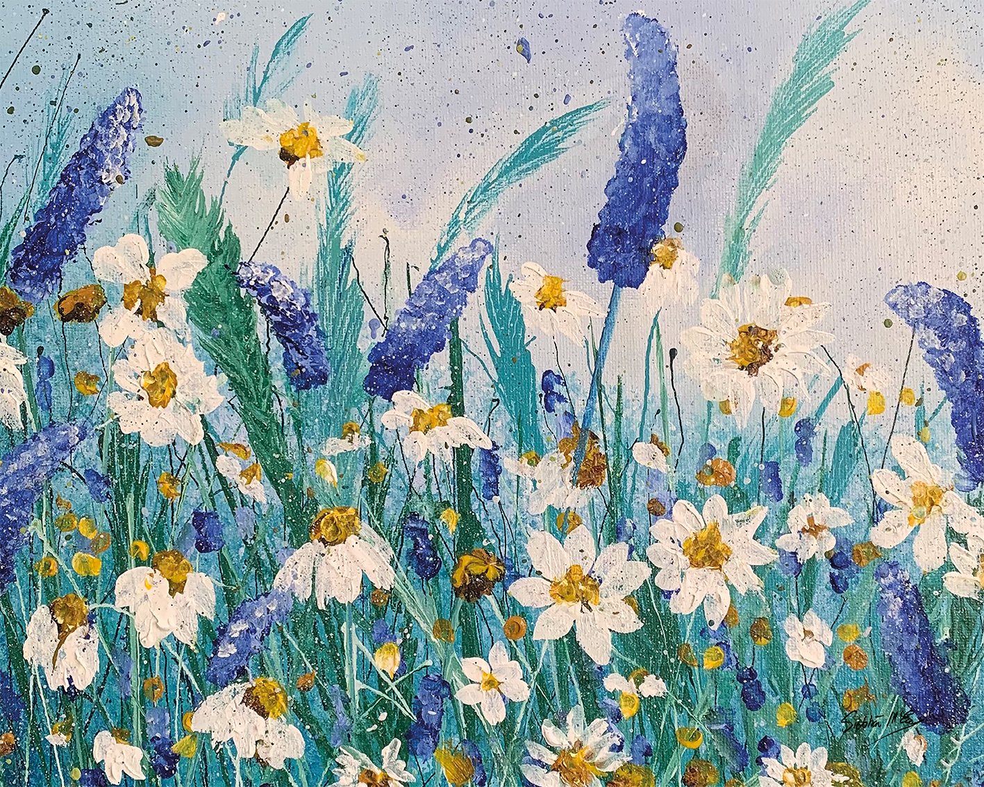 Siobhan McEvoy (Daisies and Wild Pea Flowers) Canvas Prints