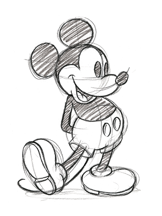 Mickey Mouse (Sketched - Single) Canvas Prints