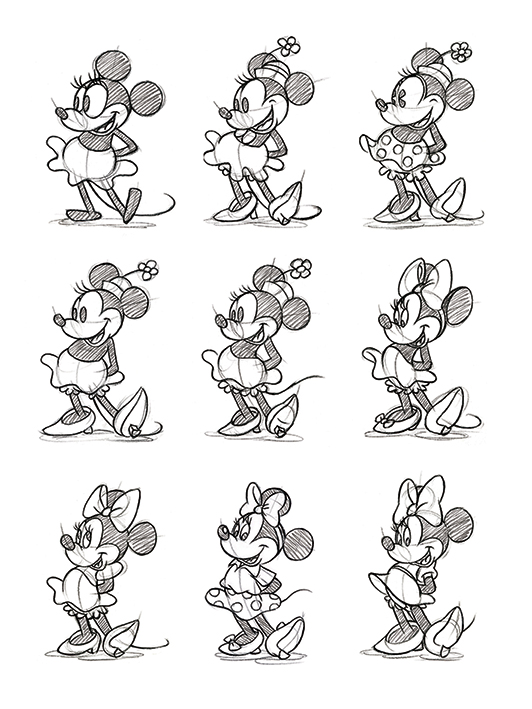 Minnie Mouse (Sketched - Multi) Canvas Prints
