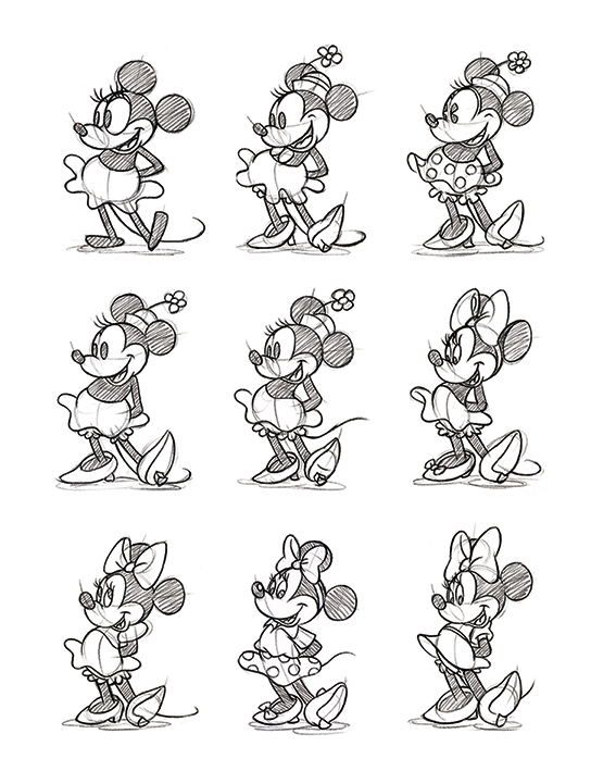 Minnie Mouse (Sketched - Multi) Canvas Print