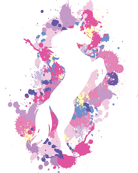 Art Studio (Splatter Silhouette Unicorn) Canvas Prints