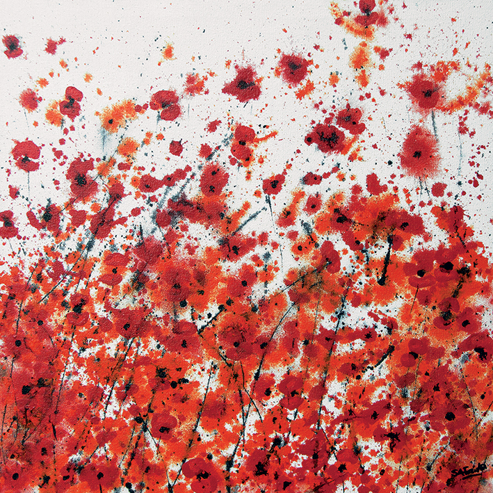Simon Fairless (Red and Orange Flowers) Canvas Print