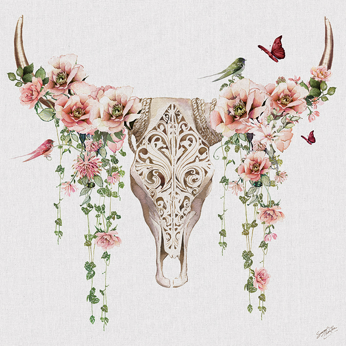 Summer Thornton (Floral Skull) Canvas Print | The Art Group