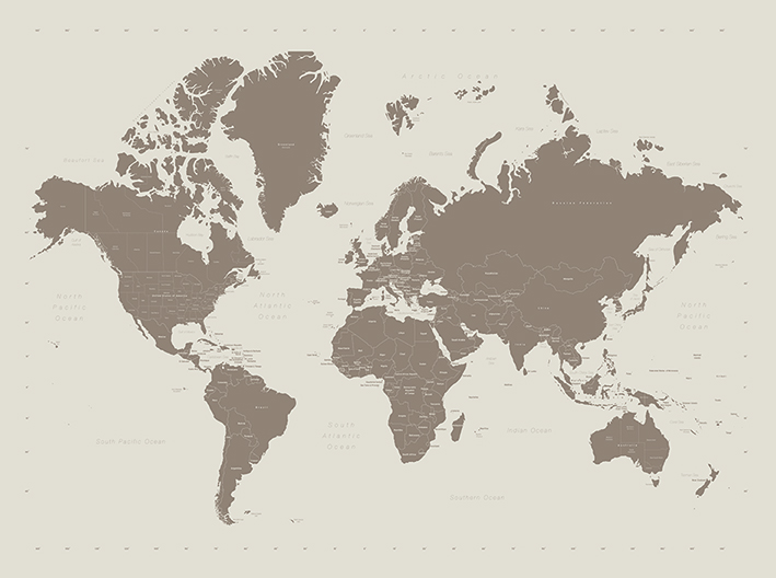 World Map (Contemporary Stone) Canvas Print