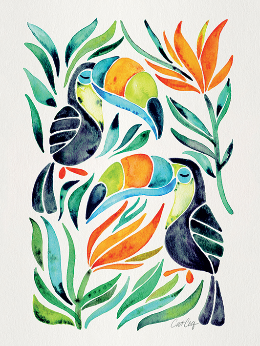 Cat Coquillette (Tropical Toucans) Canvas Print
